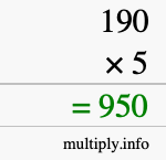 How to calculate 190 times 5 using long multiplication How to calculate 190 times 5 using long multiplication