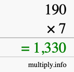 How to calculate 190 times 7 using long multiplication How to calculate 190 times 7 using long multiplication
