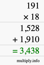 How to calculate 191 times 18 using long multiplication How to calculate 191 times 18 using long multiplication