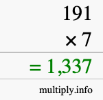 How to calculate 191 times 7 using long multiplication How to calculate 191 times 7 using long multiplication