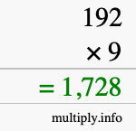 How to calculate 192 times 9 using long multiplication How to calculate 192 times 9 using long multiplication