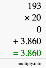 How to calculate 193 times 20 using long multiplication How to calculate 193 times 20 using long multiplication