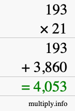 How to calculate 193 times 21 using long multiplication How to calculate 193 times 21 using long multiplication