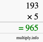 How to calculate 193 times 5 using long multiplication How to calculate 193 times 5 using long multiplication