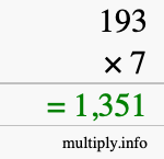 How to calculate 193 times 7 using long multiplication How to calculate 193 times 7 using long multiplication