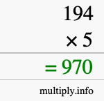 How to calculate 194 times 5 using long multiplication How to calculate 194 times 5 using long multiplication