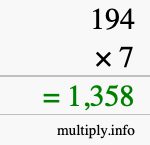 How to calculate 194 times 7 using long multiplication How to calculate 194 times 7 using long multiplication