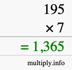 How to calculate 195 times 7 using long multiplication How to calculate 195 times 7 using long multiplication