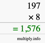 How to calculate 197 times 8 using long multiplication
