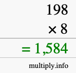How to calculate 198 times 8 using long multiplication How to calculate 198 times 8 using long multiplication