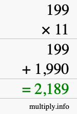 How to calculate 199 times 11 using long multiplication How to calculate 199 times 11 using long multiplication