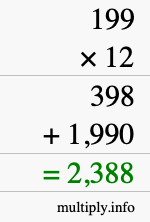How to calculate 199 times 12 using long multiplication How to calculate 199 times 12 using long multiplication