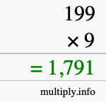 How to calculate 199 times 9 using long multiplication How to calculate 199 times 9 using long multiplication