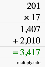 How to calculate 201 times 17 using long multiplication How to calculate 201 times 17 using long multiplication