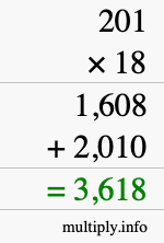 How to calculate 201 times 18 using long multiplication How to calculate 201 times 18 using long multiplication
