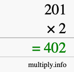 How to calculate 201 times 2 using long multiplication