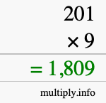 How to calculate 201 times 9 using long multiplication How to calculate 201 times 9 using long multiplication