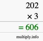 How to calculate 202 times 3 using long multiplication