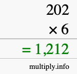 How to calculate 202 times 6 using long multiplication How to calculate 202 times 6 using long multiplication