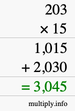 How to calculate 203 times 15 using long multiplication How to calculate 203 times 15 using long multiplication