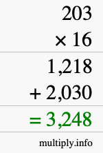 How to calculate 203 times 16 using long multiplication How to calculate 203 times 16 using long multiplication