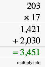 How to calculate 203 times 17 using long multiplication How to calculate 203 times 17 using long multiplication