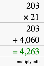 How to calculate 203 times 21 using long multiplication How to calculate 203 times 21 using long multiplication