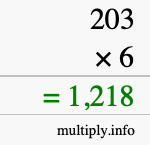 How to calculate 203 times 6 using long multiplication How to calculate 203 times 6 using long multiplication