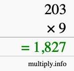 How to calculate 203 times 9 using long multiplication