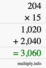 How to calculate 204 times 15 using long multiplication How to calculate 204 times 15 using long multiplication