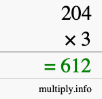 How to calculate 204 times 3 using long multiplication How to calculate 204 times 3 using long multiplication