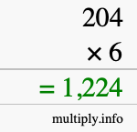 How to calculate 204 times 6 using long multiplication How to calculate 204 times 6 using long multiplication