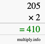 How to calculate 205 times 2 using long multiplication How to calculate 205 times 2 using long multiplication