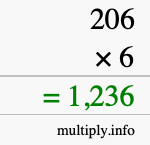 How to calculate 206 times 6 using long multiplication How to calculate 206 times 6 using long multiplication