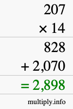 How to calculate 207 times 14 using long multiplication How to calculate 207 times 14 using long multiplication