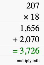 How to calculate 207 times 18 using long multiplication How to calculate 207 times 18 using long multiplication