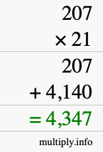 How to calculate 207 times 21 using long multiplication How to calculate 207 times 21 using long multiplication