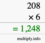 How to calculate 208 times 6 using long multiplication How to calculate 208 times 6 using long multiplication