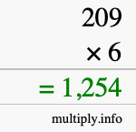 How to calculate 209 times 6 using long multiplication How to calculate 209 times 6 using long multiplication