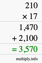 How to calculate 210 times 17 using long multiplication How to calculate 210 times 17 using long multiplication