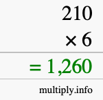 How to calculate 210 times 6 using long multiplication How to calculate 210 times 6 using long multiplication