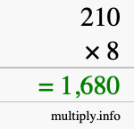 How to calculate 210 times 8 using long multiplication How to calculate 210 times 8 using long multiplication
