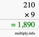 How to calculate 210 times 9 using long multiplication How to calculate 210 times 9 using long multiplication