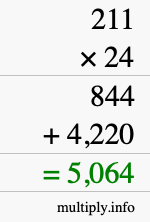 How to calculate 211 times 24 using long multiplication How to calculate 211 times 24 using long multiplication