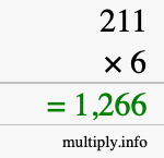 How to calculate 211 times 6 using long multiplication How to calculate 211 times 6 using long multiplication