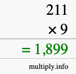 How to calculate 211 times 9 using long multiplication How to calculate 211 times 9 using long multiplication