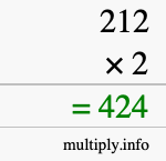 How to calculate 212 times 2 using long multiplication How to calculate 212 times 2 using long multiplication