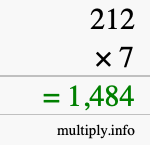 How to calculate 212 times 7 using long multiplication How to calculate 212 times 7 using long multiplication
