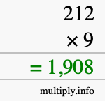How to calculate 212 times 9 using long multiplication How to calculate 212 times 9 using long multiplication