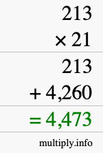 How to calculate 213 times 21 using long multiplication How to calculate 213 times 21 using long multiplication